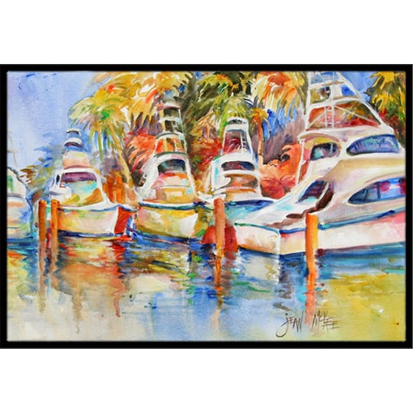 Carolines Treasures Deep Sea Fishing Boats At The Dock Indoor and Outdoor Mat- 18 x 27 in. JMK1052MAT - main